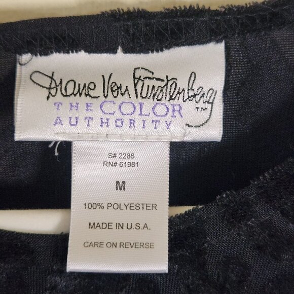 Diane Von Furstenberg DVF Vintage Black Velvet Burnout Maxi Dress Size M - Picture 4 of 4